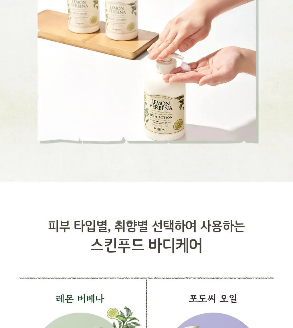 [청량수분] 스킨푸드 레몬 버베나 바디 워시 / 로션 450ml 상세페이지 8
